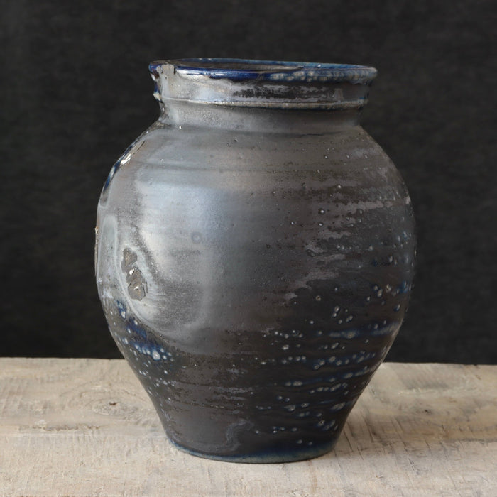 Soda Fired Vase Cobalt Blue/Black 7-8" - Lone Fox