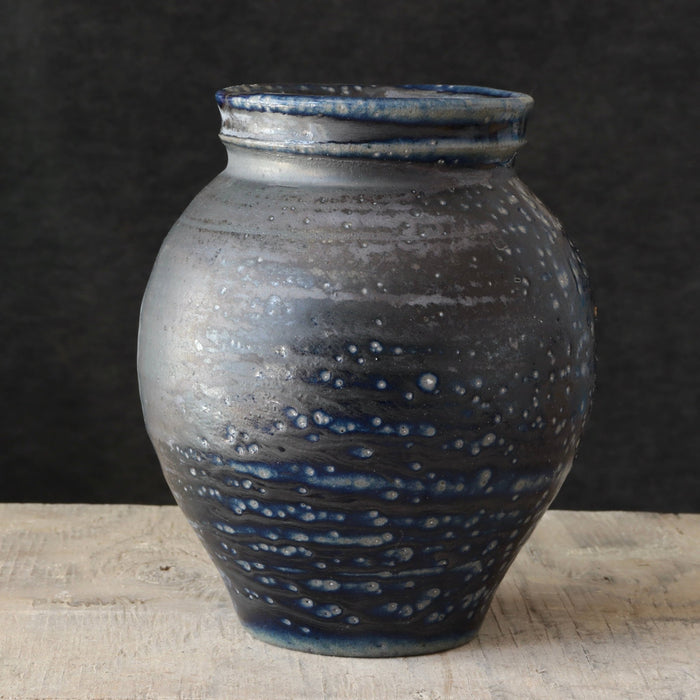 Soda Fired Vase Cobalt Blue/Black 7-8" - Lone Fox