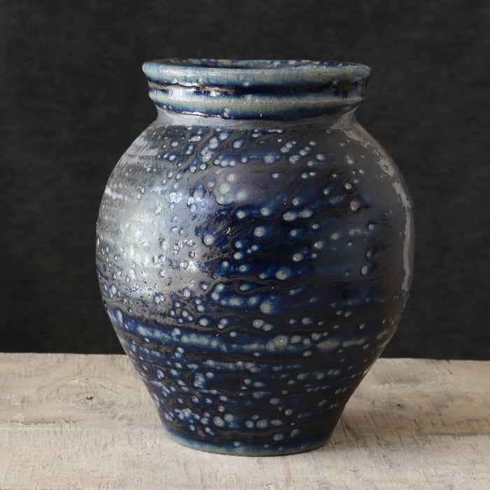 Soda Fired Vase Cobalt Blue/Black 7-8" - Lone Fox