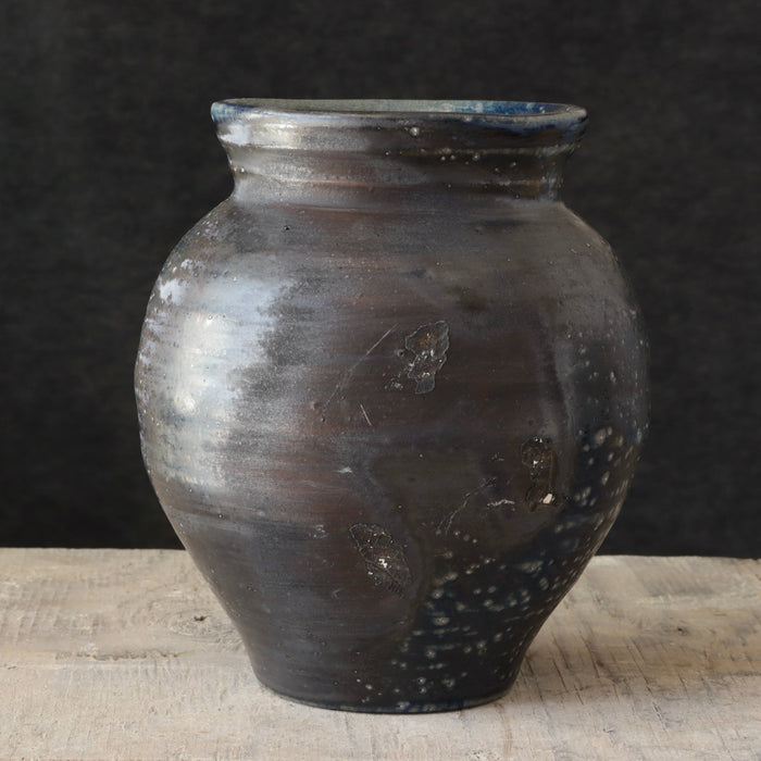 Soda Fired Vase Cobalt Blue/Black 7-8" - Lone Fox