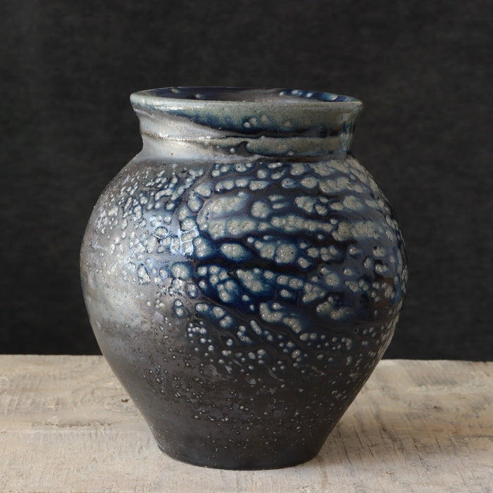 Soda Fired Vase Cobalt Blue/Black 7-8" - Lone Fox