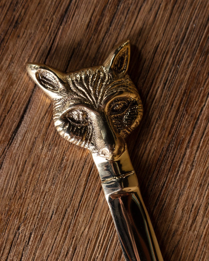 Solid Brass Fox Head Letter Opener - Lone Fox