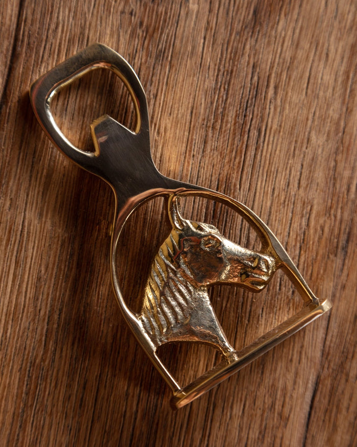 Solid Brass Horse Head and Stirrup Bottle Opener - Lone Fox
