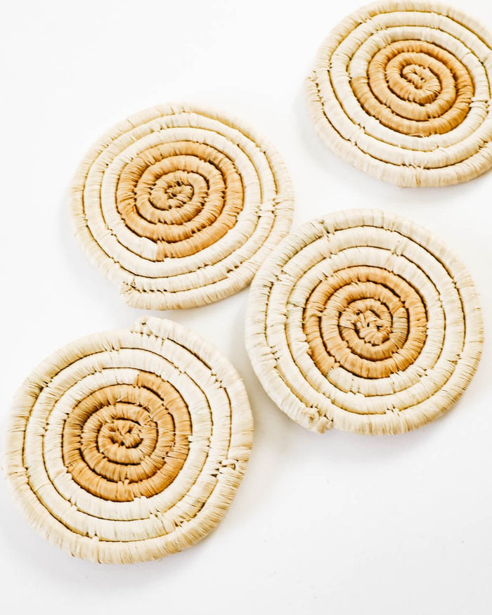 Statement Dot Raffia Coasters - Lone Fox