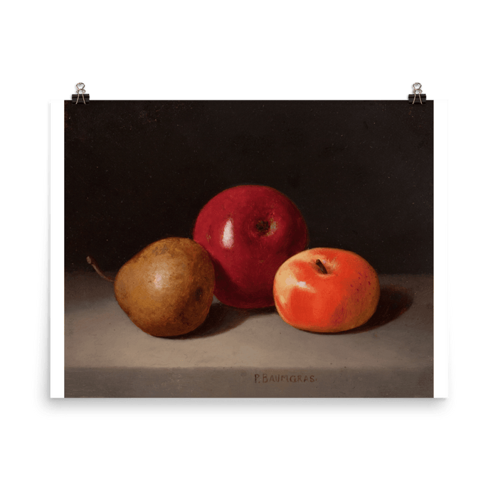 "Still life of apple and pear" Art Print - Lone Fox