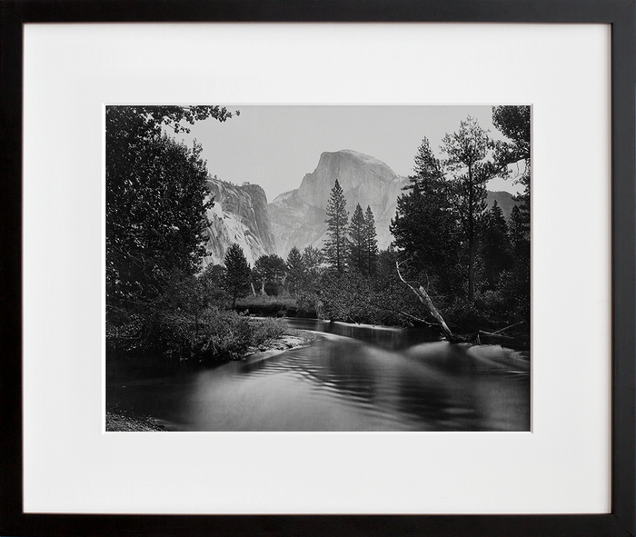 Stream and trees with Half Dome in background, Yosemite Valley, Calif.