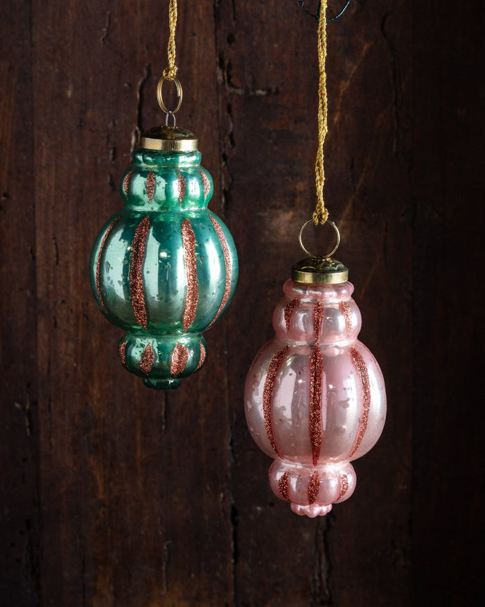Striped Mercury Glass Finial Ornament - Lone Fox