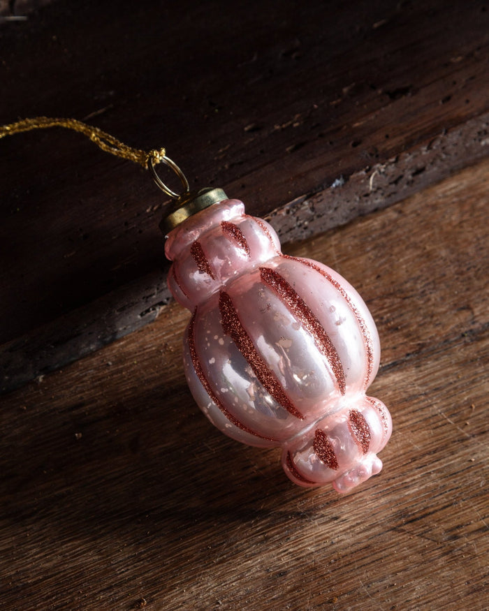Striped Mercury Glass Finial Ornament - Lone Fox