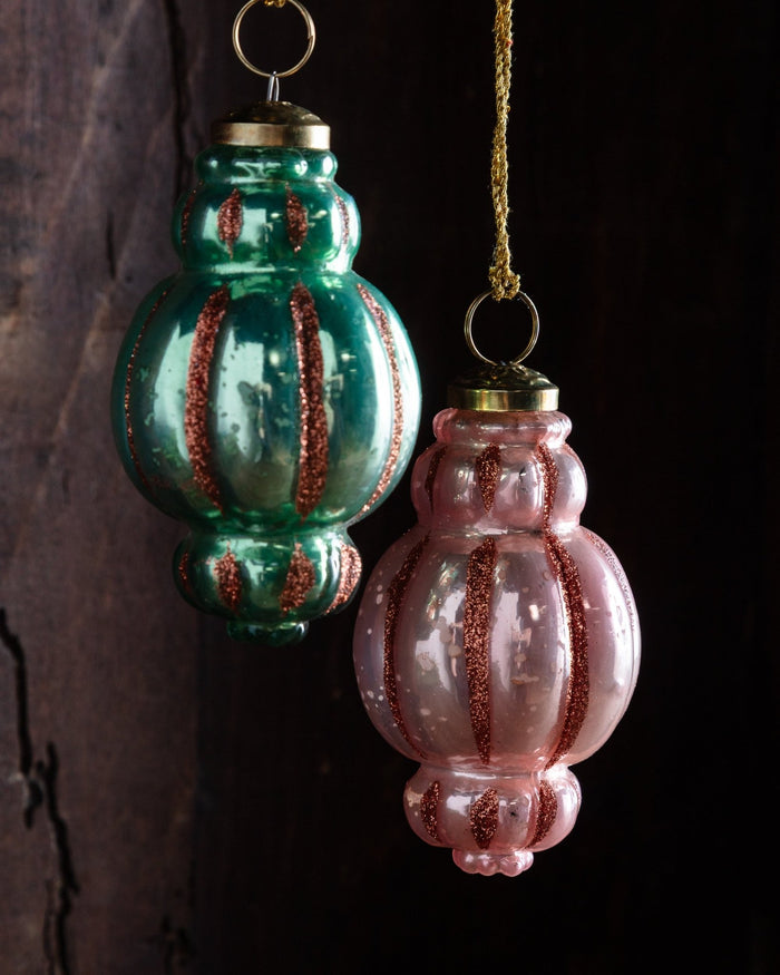 Striped Mercury Glass Finial Ornament - Lone Fox