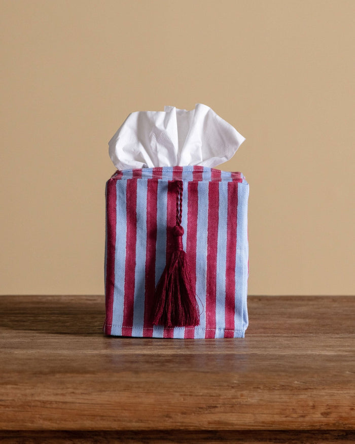 Stripes Blockprint Tissue Box Cover - Lone Fox
