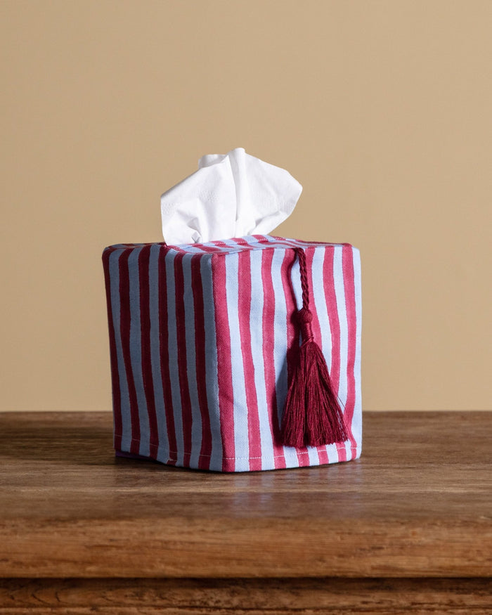 Stripes Blockprint Tissue Box Cover - Lone Fox