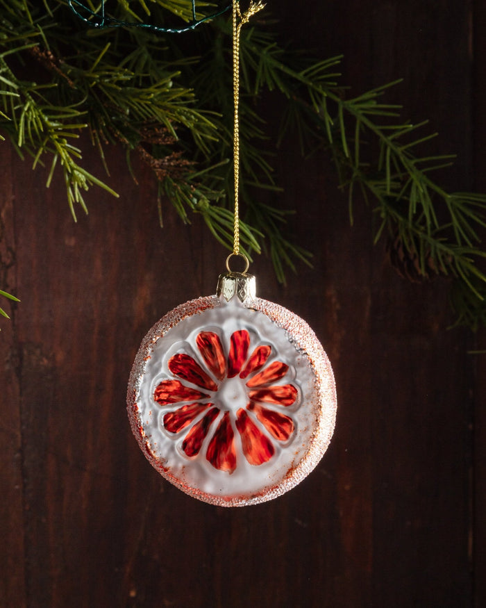 Sugared Glass Orange Slice Ornament - Lone Fox