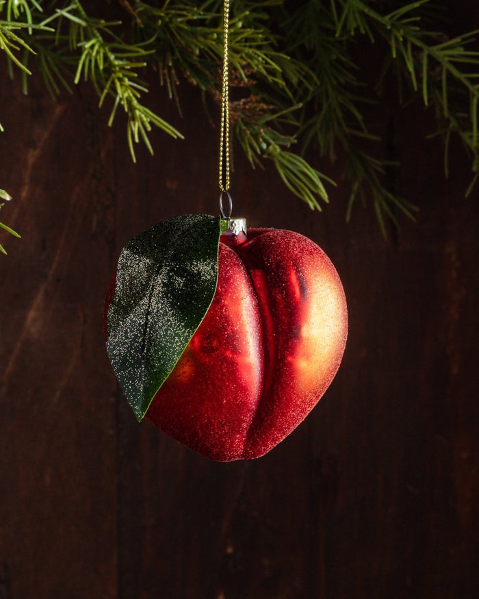 Sugared Glass Peach Ornament - Lone Fox