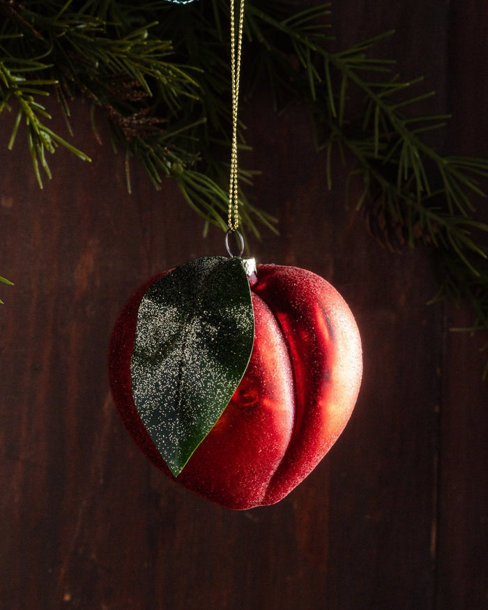 Sugared Glass Peach Ornament - Lone Fox