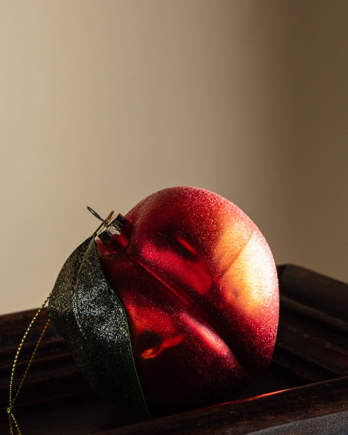 Sugared Glass Peach Ornament - Lone Fox
