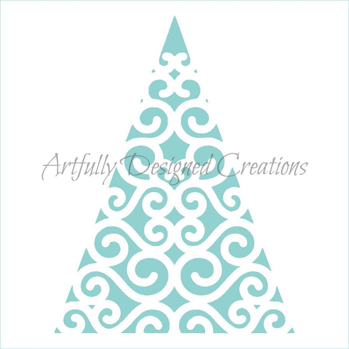 Swirly Lace Christmas Tree Stencil