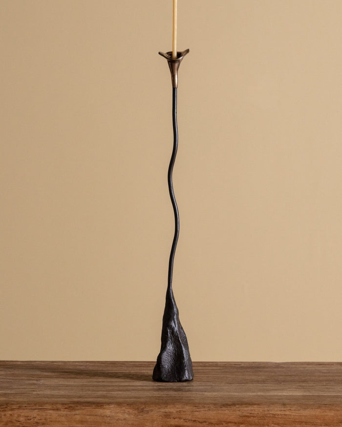 Tall Callas Iron & Brass Candle Holder - Lone Fox