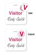 TEMPbadge 05587 clip-on badge back with a TIMEspot expiration area and preprinted VISITOR