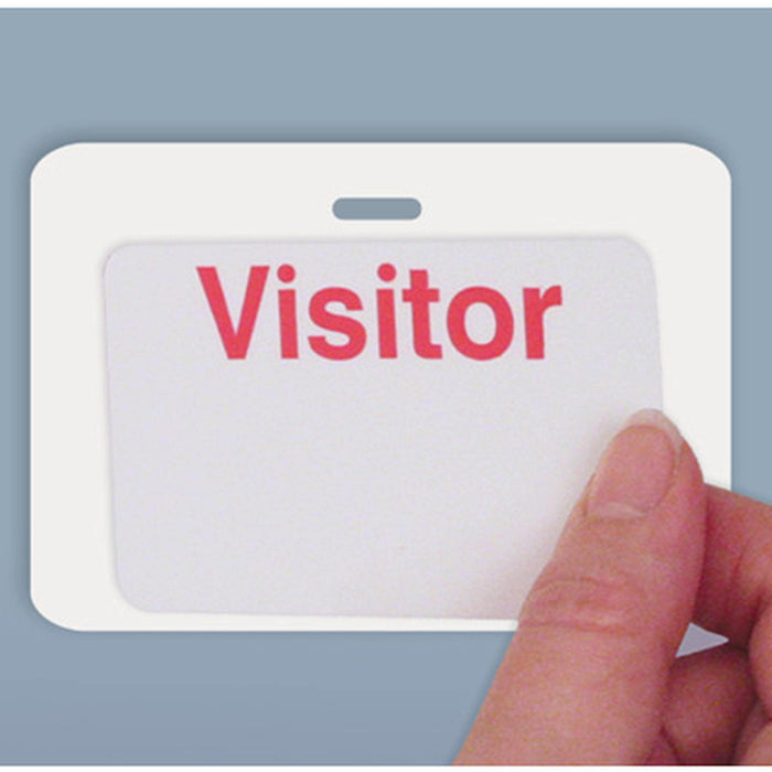 TEMPbadge 05661 Reusable CARDbacker Badge Holder, White, shown in use