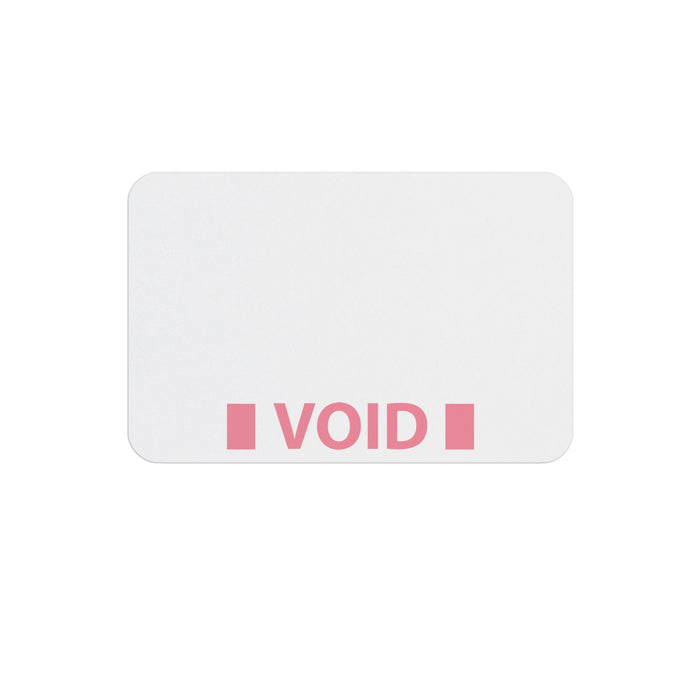 Expired one-piece self-expiring badge showing a pink VOID message across the front, same design as large-cut part T2031-BQL