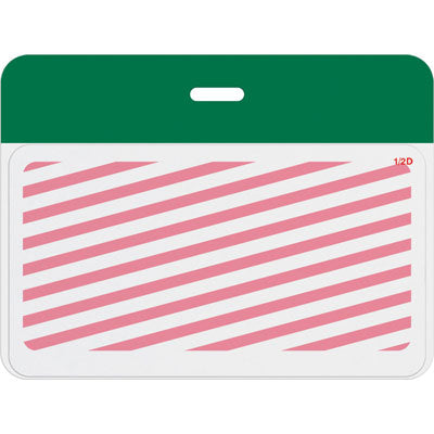 TEMPbadge T5905AL green bar badge back shown after expiration with the red expired indicator visible