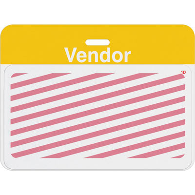 TEMPbadge T5937AL yellow VENDOR badge back shown after expiration with the red expired indicator visible