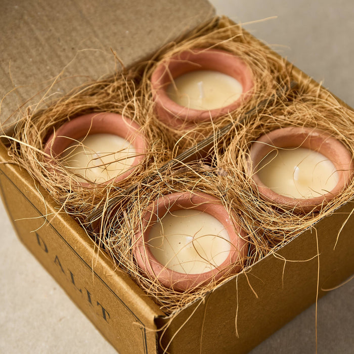 Terracotta Beeswax Candles (4) - Floral - Lone Fox