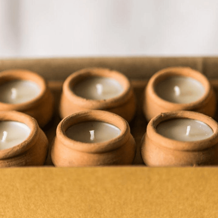 Terracotta Beeswax Tea Light Candles (10) - Lone Fox
