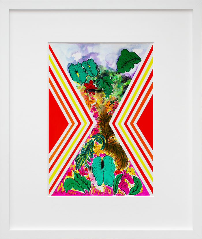 Tropical Geometries Ruana Interruption (Red and Gold)