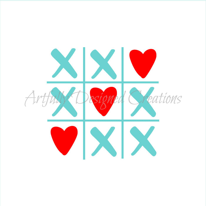 Valentine's Tic Tac Toe 2 part Stencil