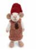 White Felt Mouse With Rose Colored Dress