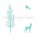 Winter Tree Deer Stencil