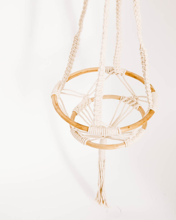 Wood + Macrame Hanging Planter - Lone Fox