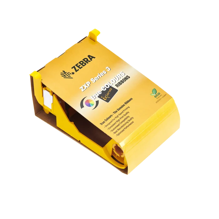 Zebra 800033-340 YMCKO Color Ribbon - 280 Prints, Compatible with ZXP Series 3 ID Card Printers, perfect for full-color card printing, displayed on a white background.